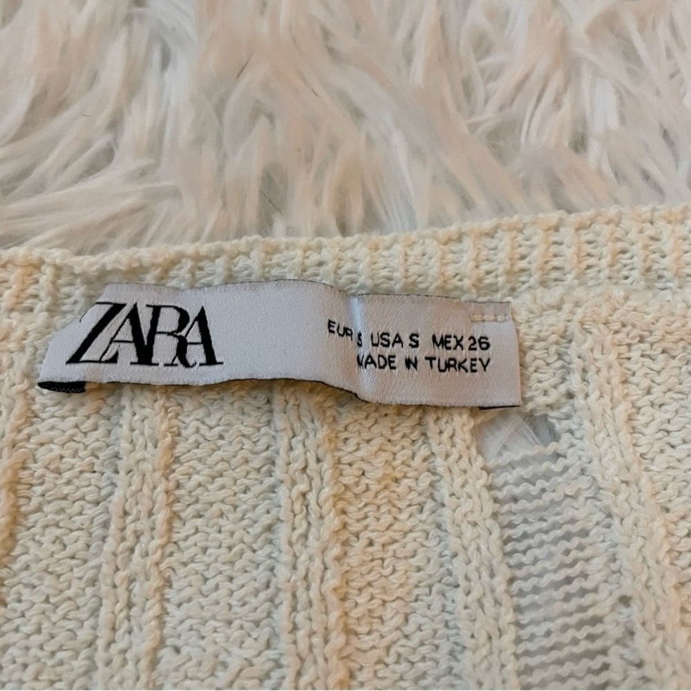 Zara Distressed Cardigan Cropped Sweater - Picture 3 of 8